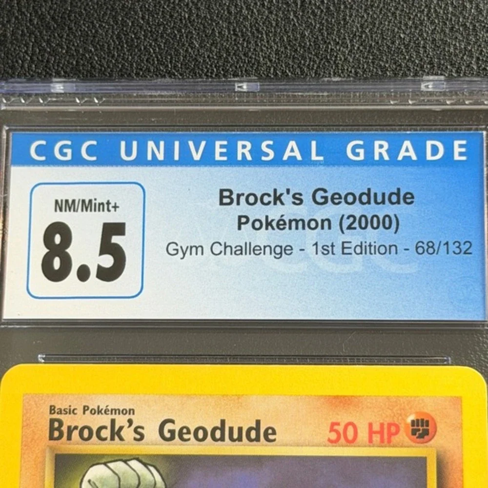 Pokemon Brock's Geodude 1st Edition 68/132 Fighting Energy CGC 8.5 Gym Challenge